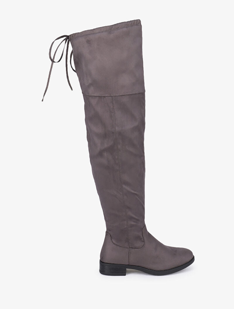 Cuissardes plates en suédine - Gris foncé - 2