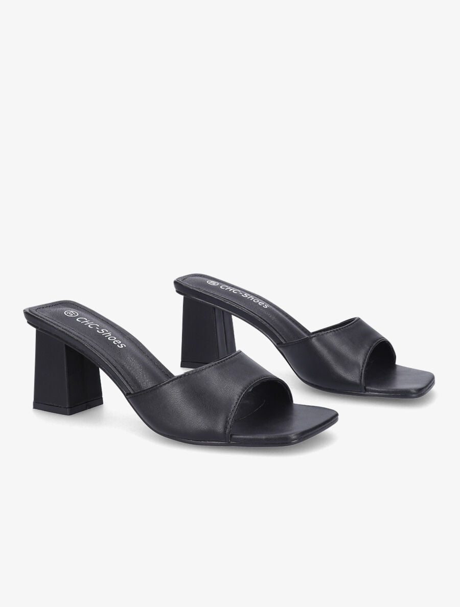 Mules à bout carré - Noir - 1