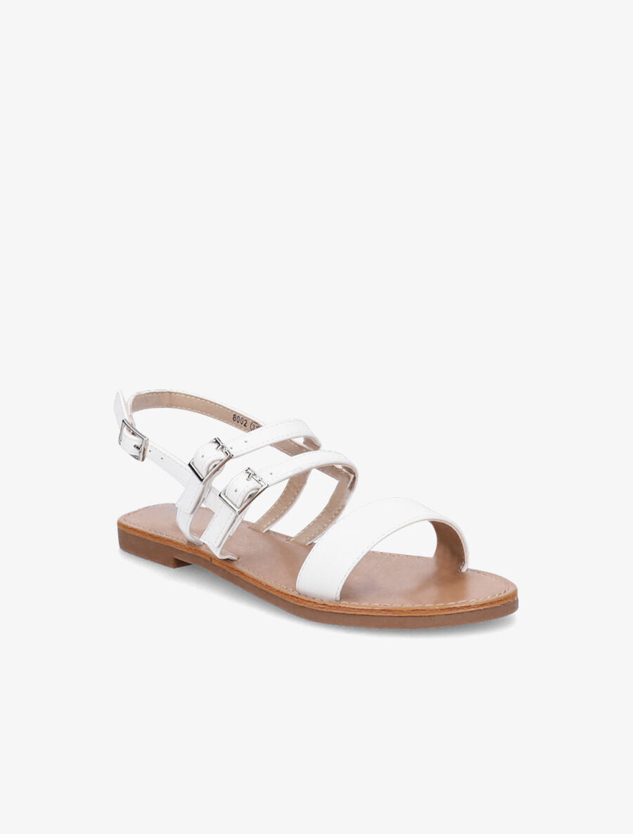 Nu-pieds en simili à triple brides - Blanc - 3