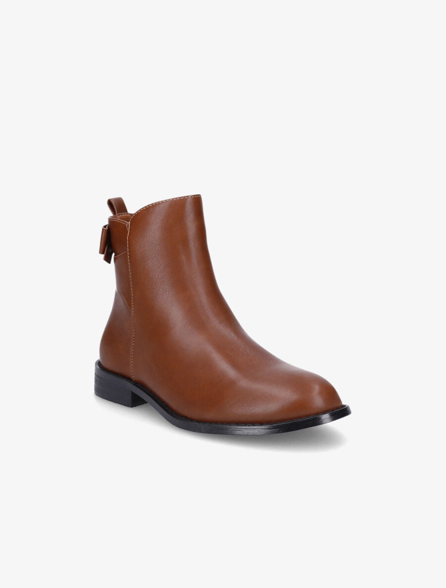 Bottines en simili à noeud - Camel - 2