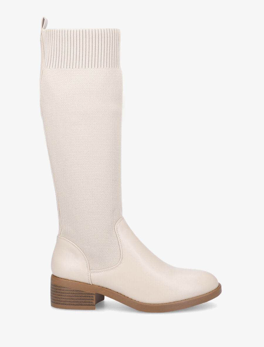 Bottes style chaussettes - Beige - 1