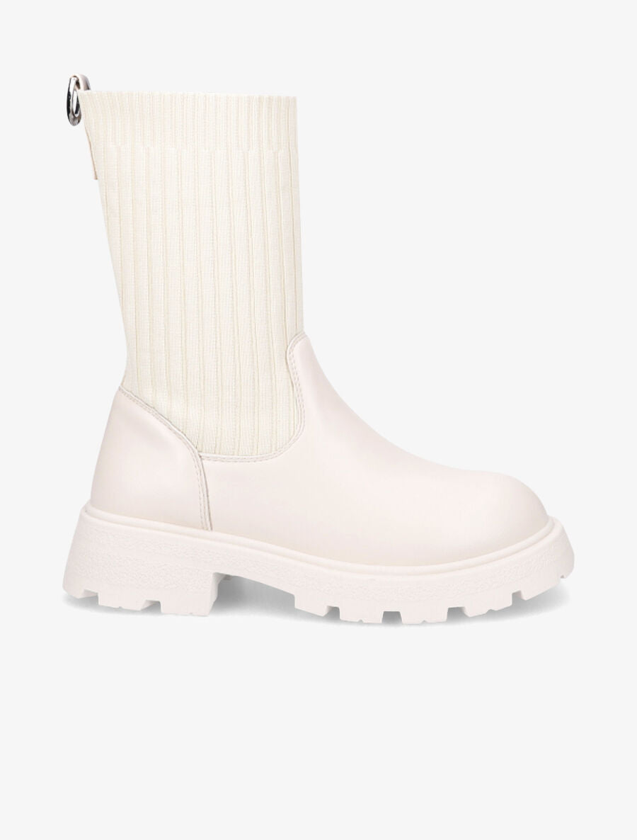 Bottines style chaussettes - Crème - 1