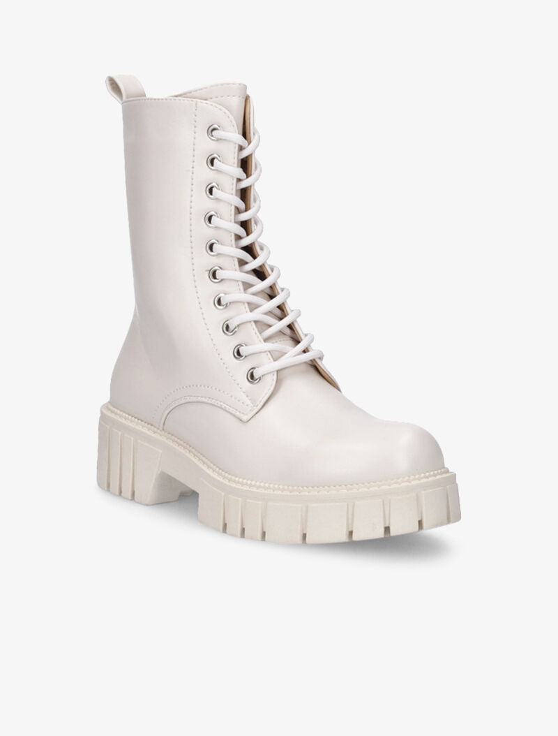 Boots montantes basiques à lacets - Beige - 3