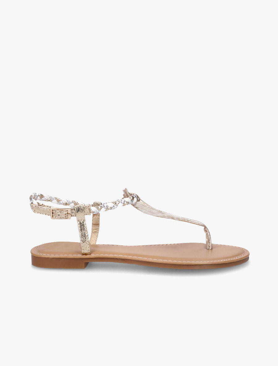 Nu-pieds tressés en simili - Or - 6