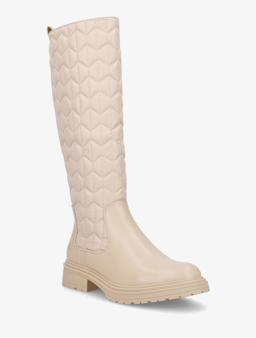 Bottes bi-matière matelassées - Beige - 2