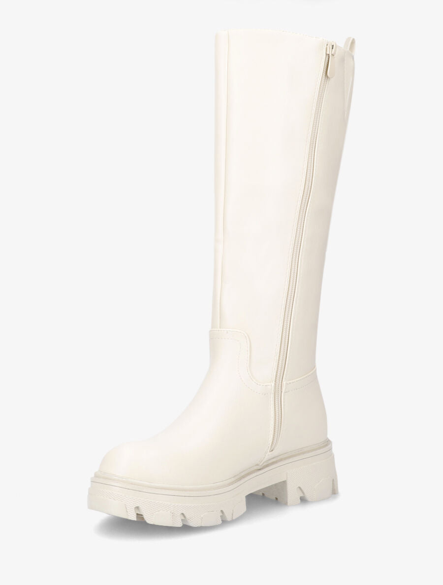 Bottes plates en simili - Beige - 3