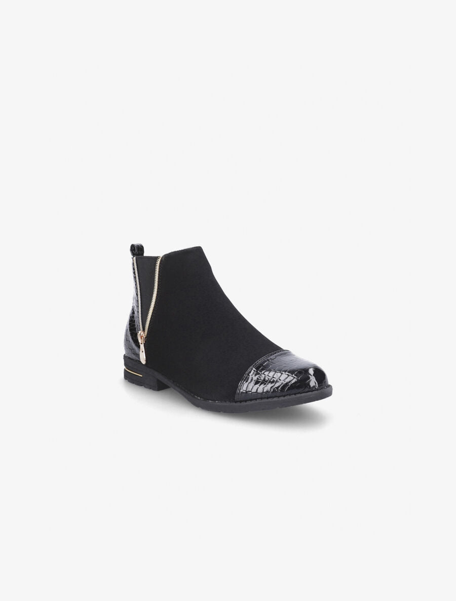 Boots bouts croco noir - Noir - 2