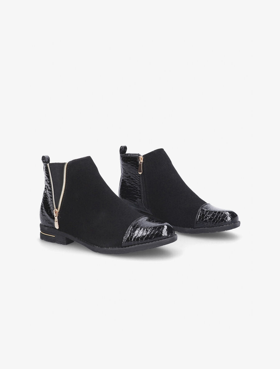 Boots bouts croco noir - Noir - 4