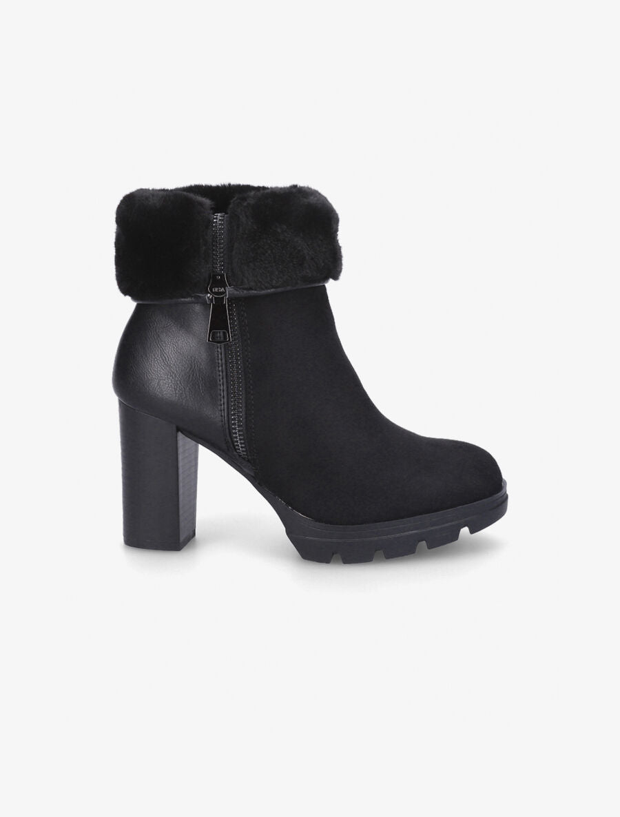 Bottines fourrées bimatières noir - Noir - 1