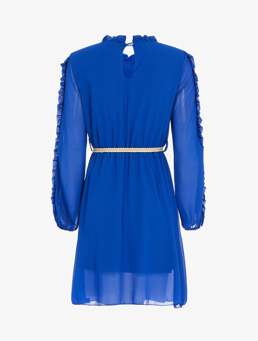 Robe en voile fin et manches volantées - Bleu électrique - 2