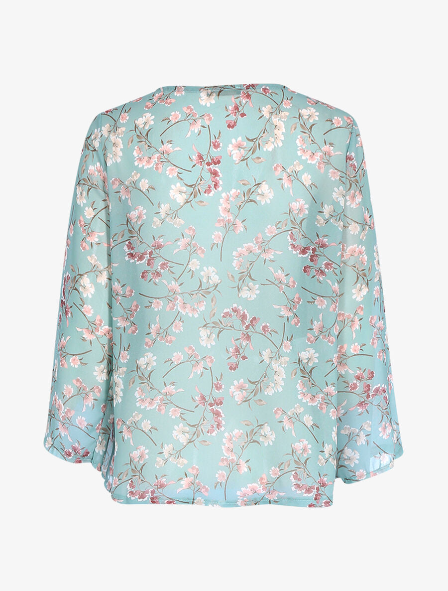 Top à imprimé champêtre et sequins - Vert d&