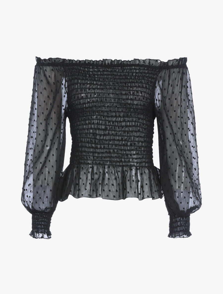 Crop top à détails mouchetés - Noir - 1