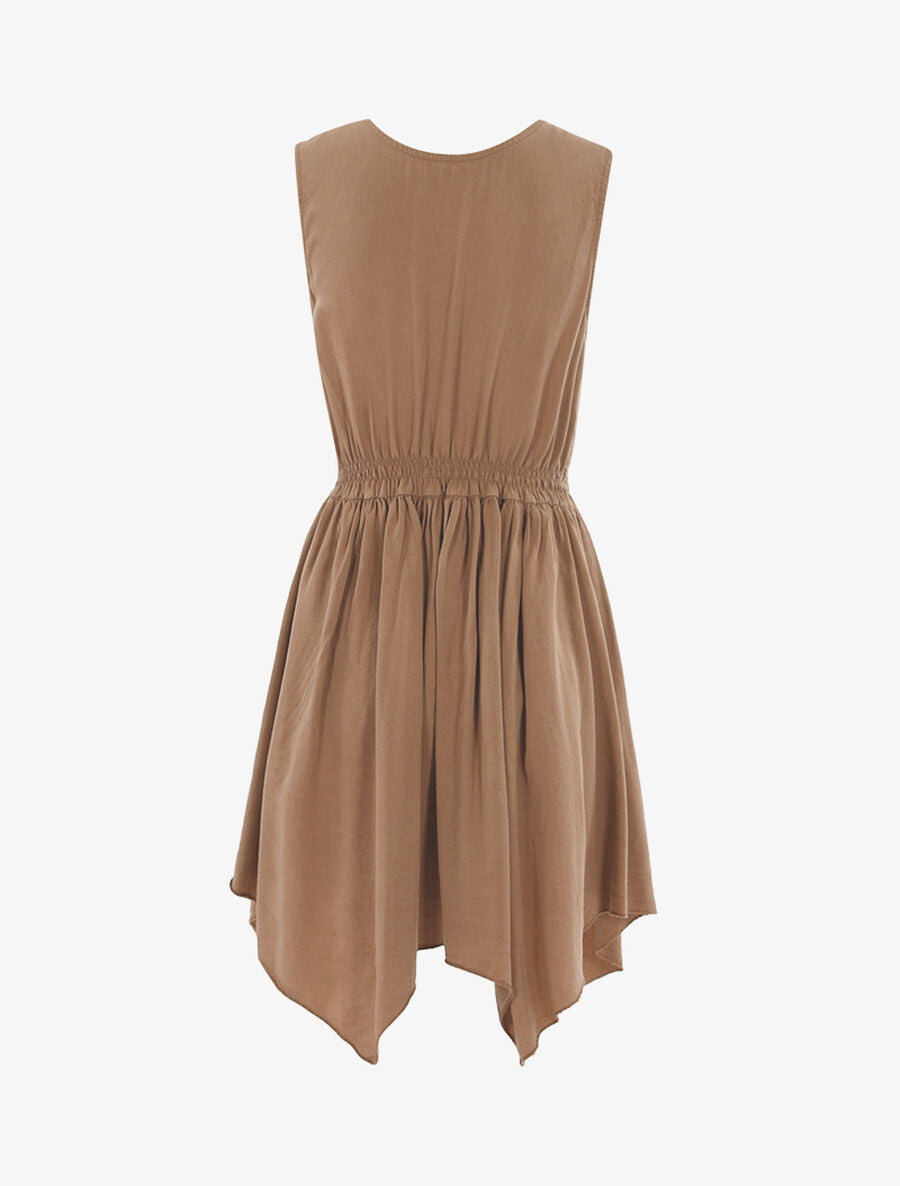 Robe à dos cache-coeur - Camel - 1