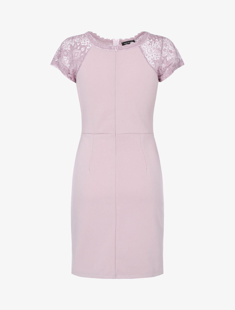Robe fourreau à buste ajourée - Rose - 2