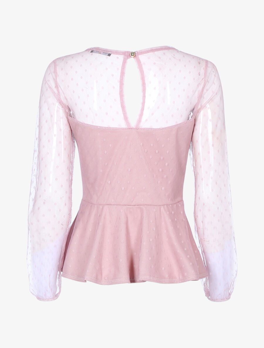 Top coupe péplum à pois - Rose - 2