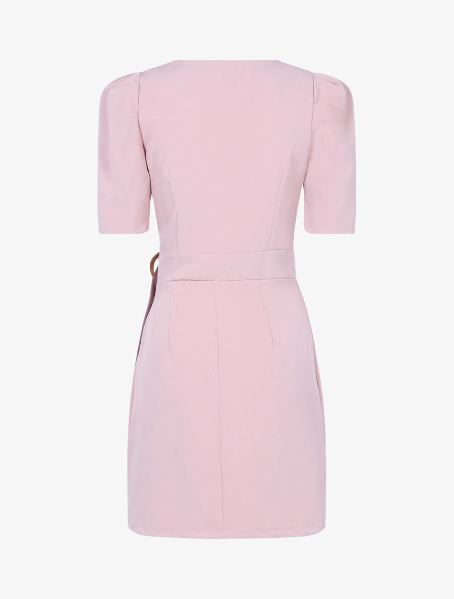Robe portefeuille à manches gigot - Rose - 2
