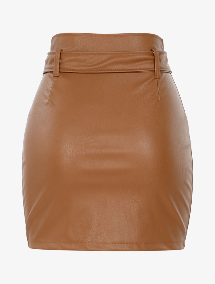 Mini jupe zippée - Camel - 2
