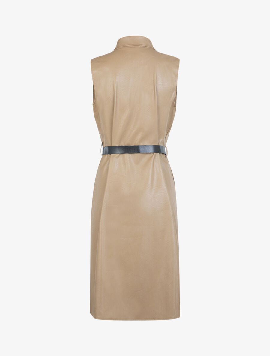 Robe mi longue en simili - Camel - 2