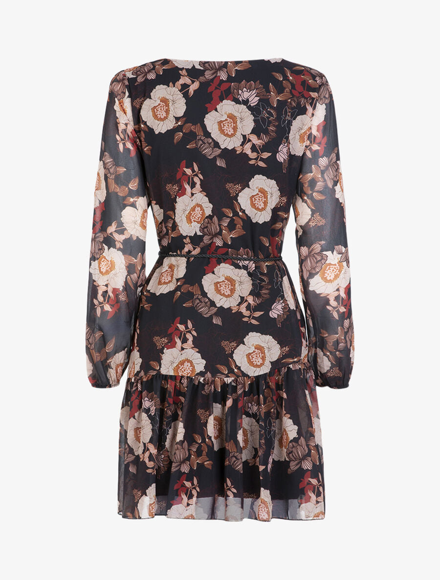 Robe en voile à imprimé floral - Noir - 2