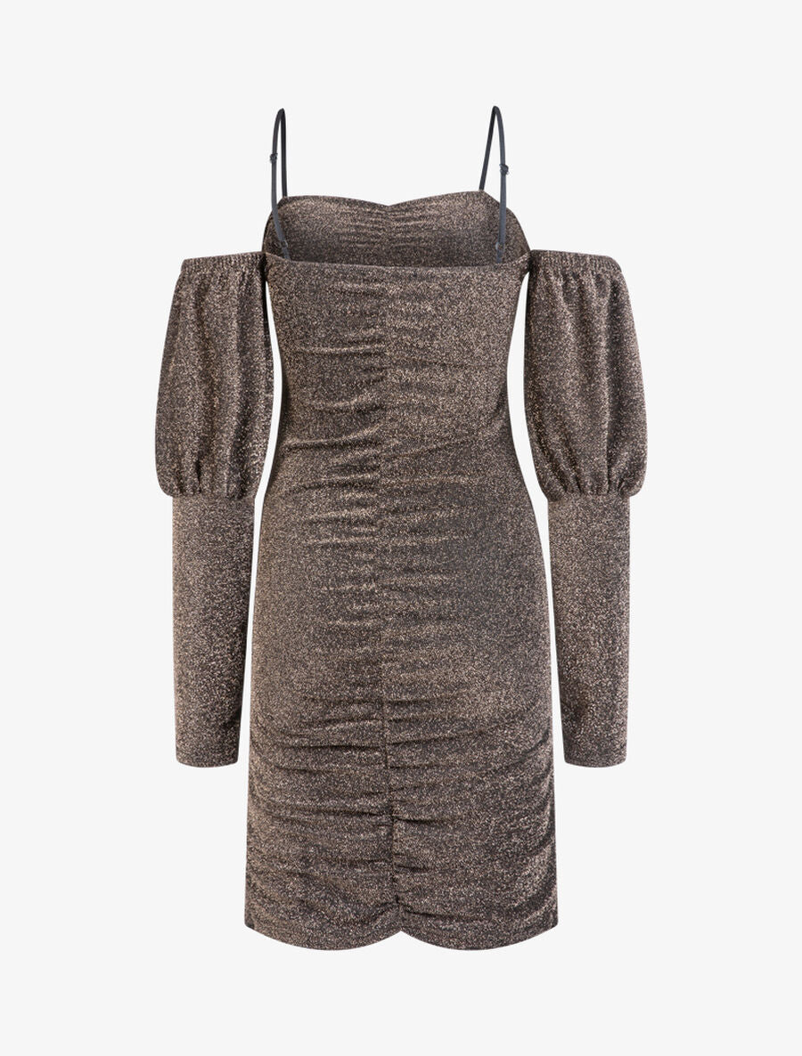 Robe pailletée à épaules nues - Or - 2