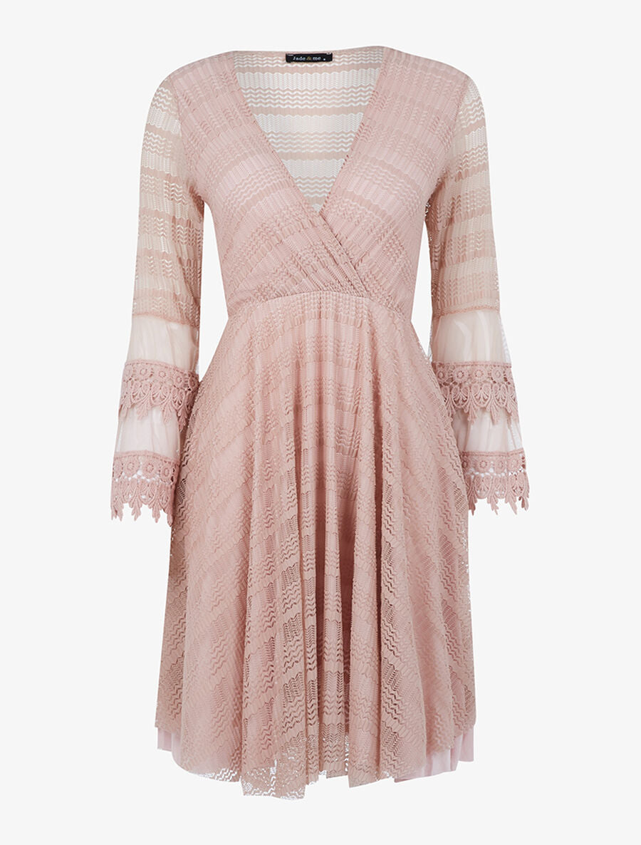 Robe ajourée à découpes graphiques - Rose - 1