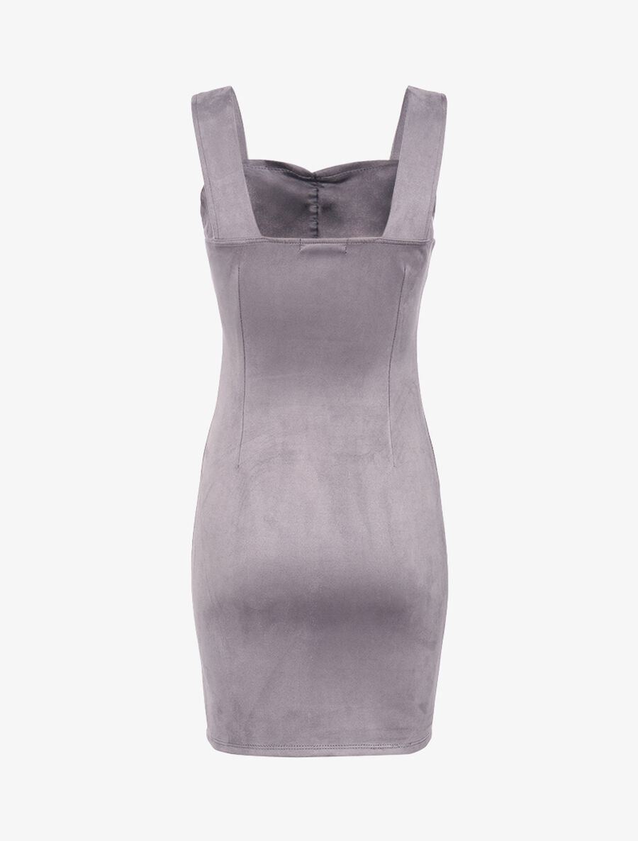 Robe fourreau suédée - Gris foncé - 2