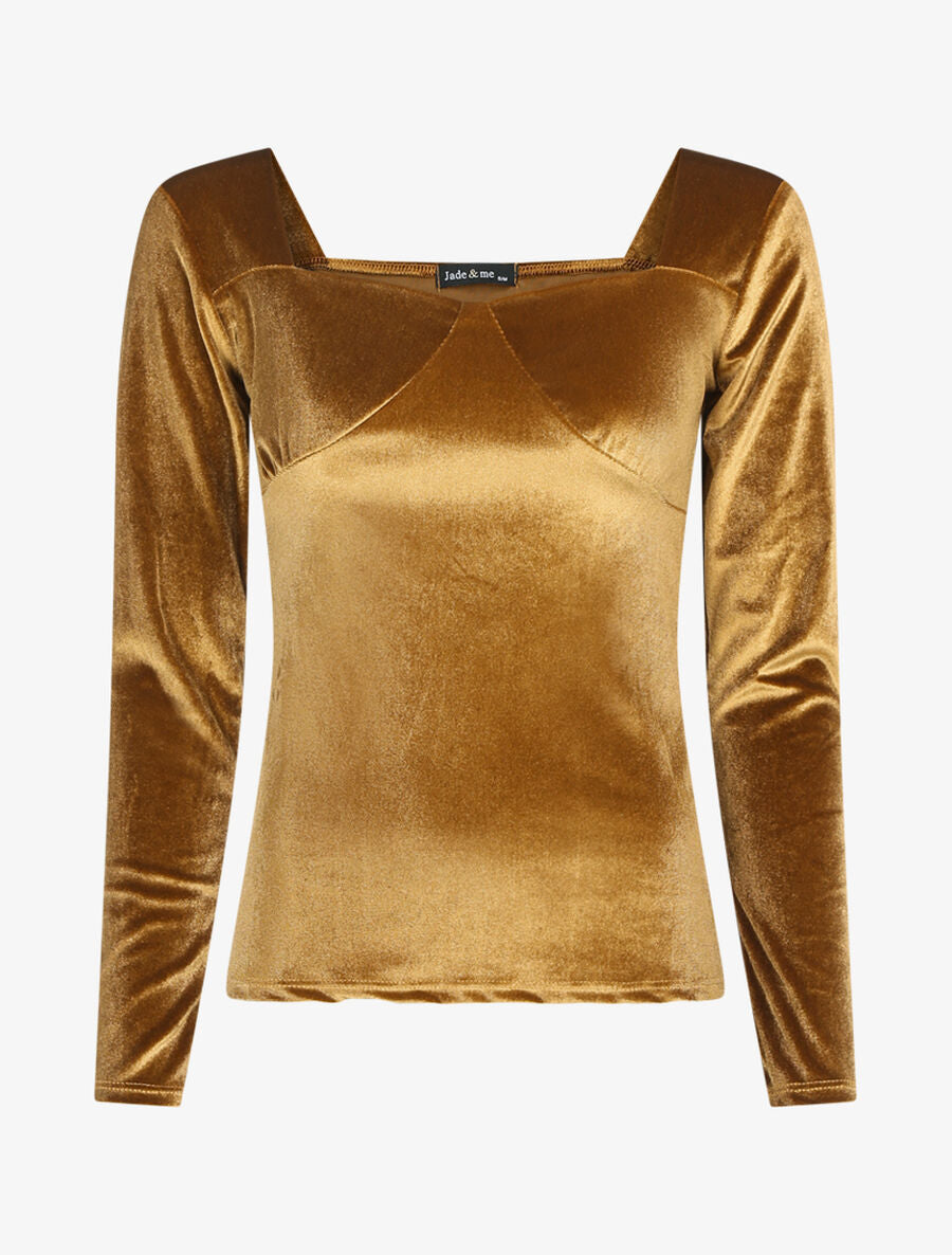 Top effet velours - Camel - 1