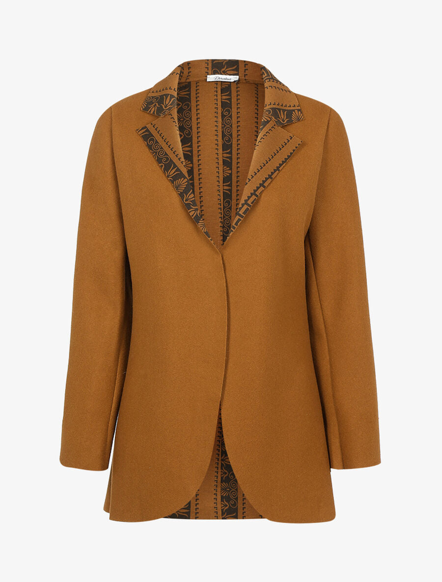 Manteau fin à intérieur imprimé - Camel - 1