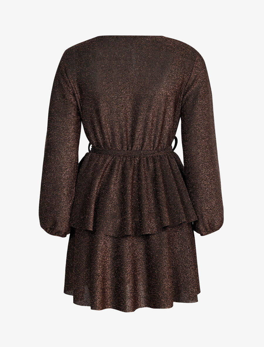 Robe pailletée à bas volanté - Bronze - 2