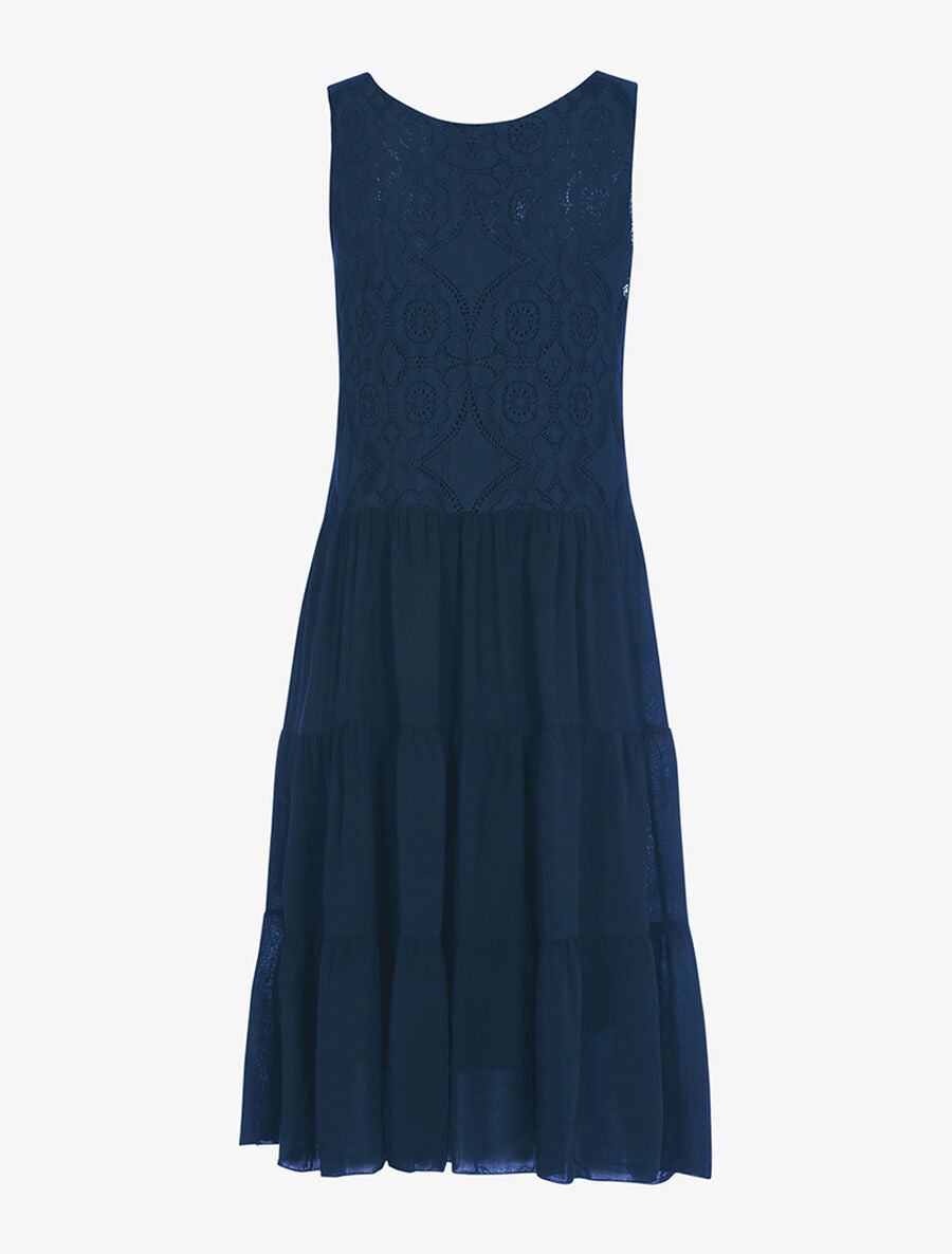 Robe à buste brodé - Marine - 2