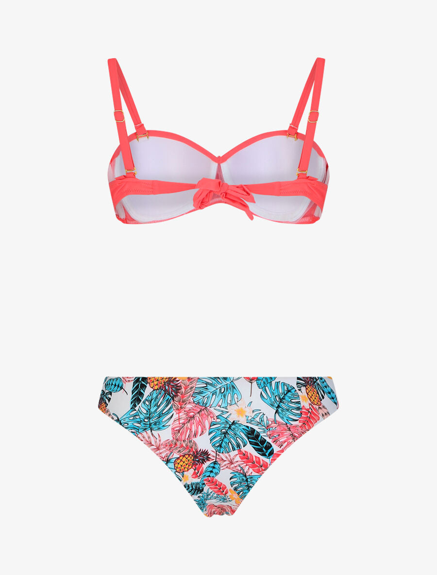 Bikini dépareillé imprimé tropical - Rose - 4