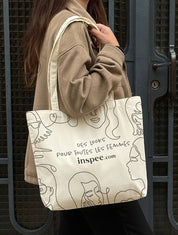 Totebag Inspee imprimé portraits - Beige