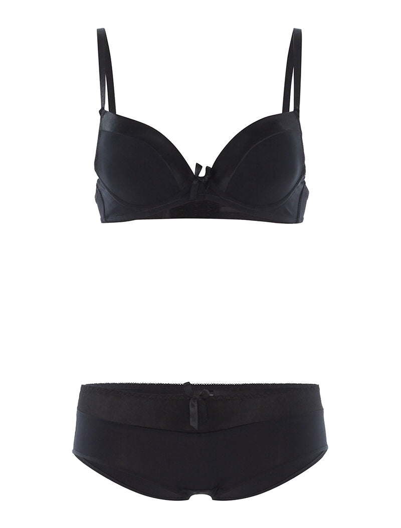 Ensemble SG et culotte à bord satiné - noir - 3