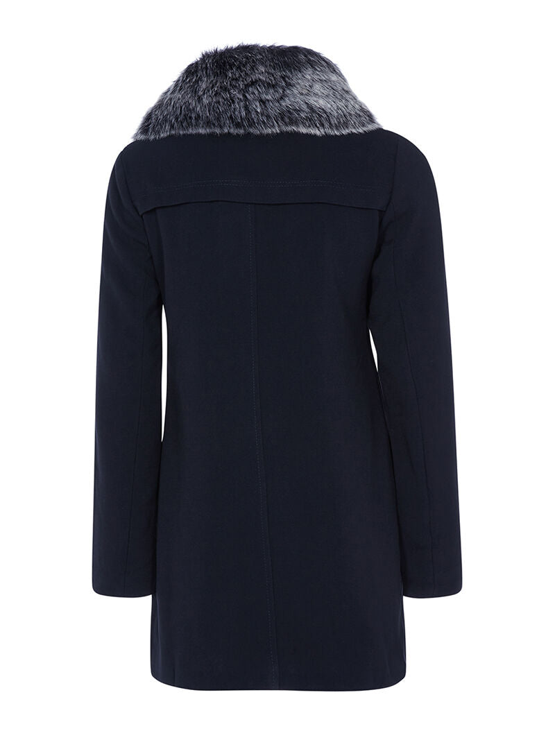 Manteau casual chic intérieur molletonné - bleu nuit - 2