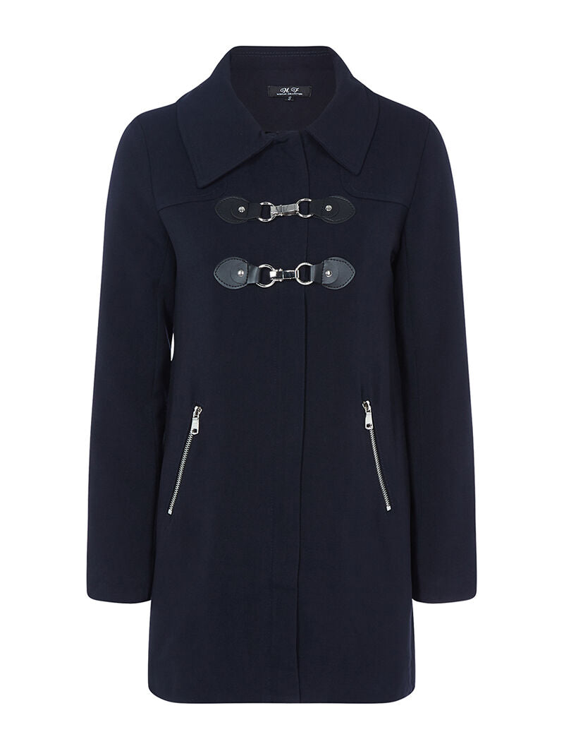 Manteau casual chic intérieur molletonné - bleu nuit - 3