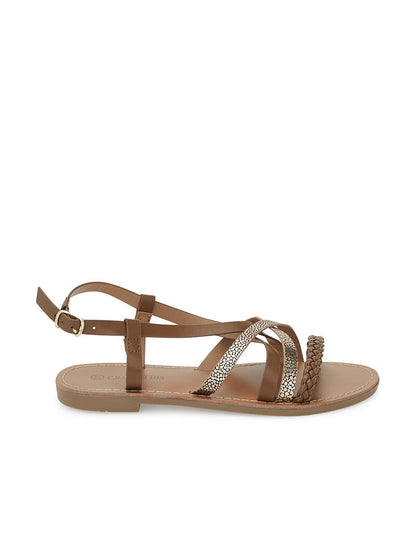 Nu-pieds texturées - camel - 1