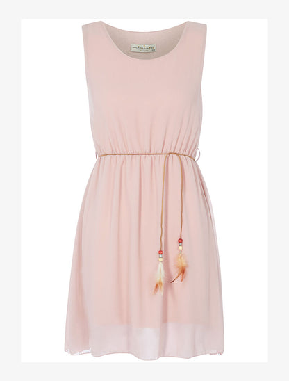Robe en voile ceinturée - rose - 1