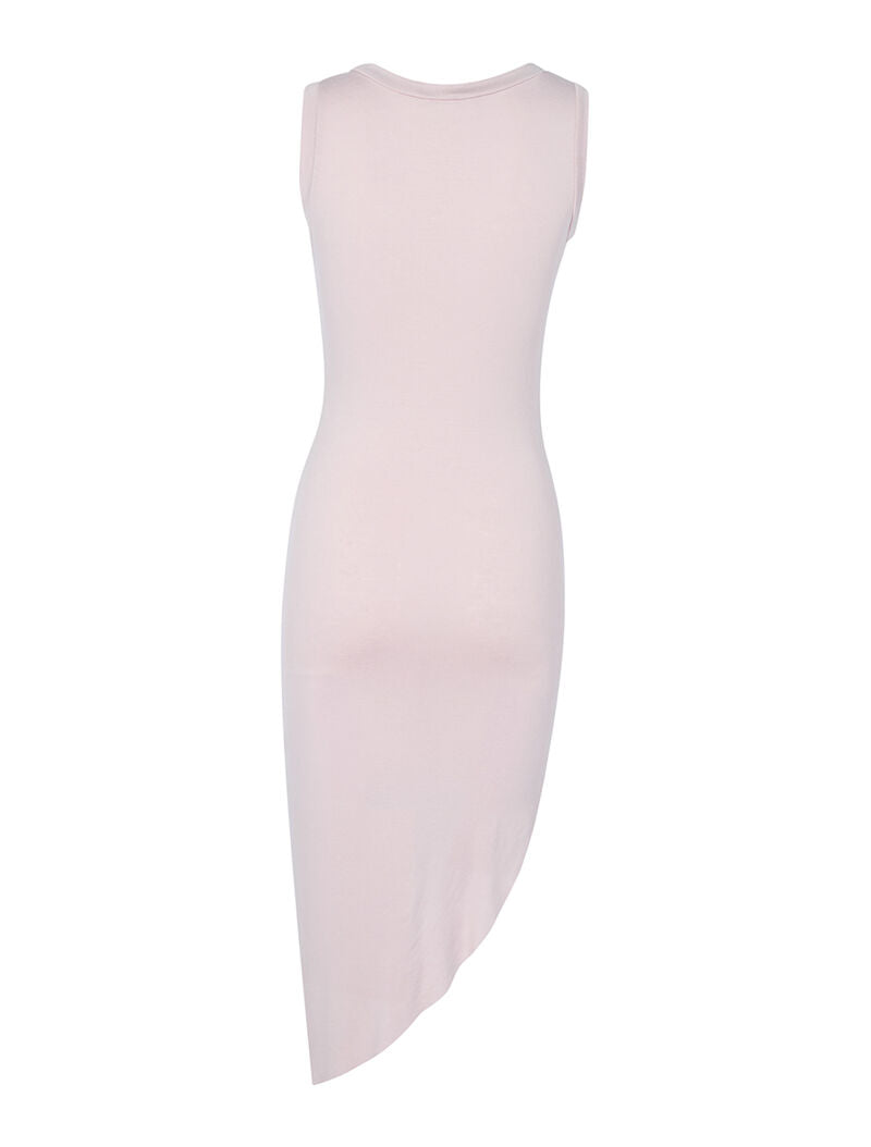 Robe à bord asymétrique drapé - rose orange - 5