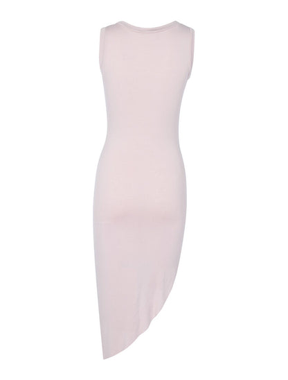 Robe à bord asymétrique drapé - rose orange - 5