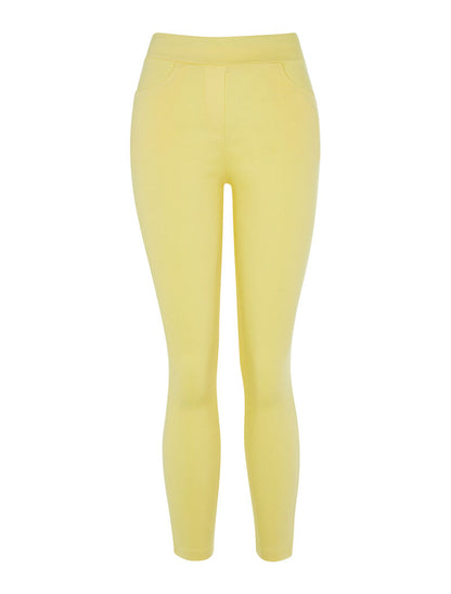 Pantalon slim taille haute - jaune - 3