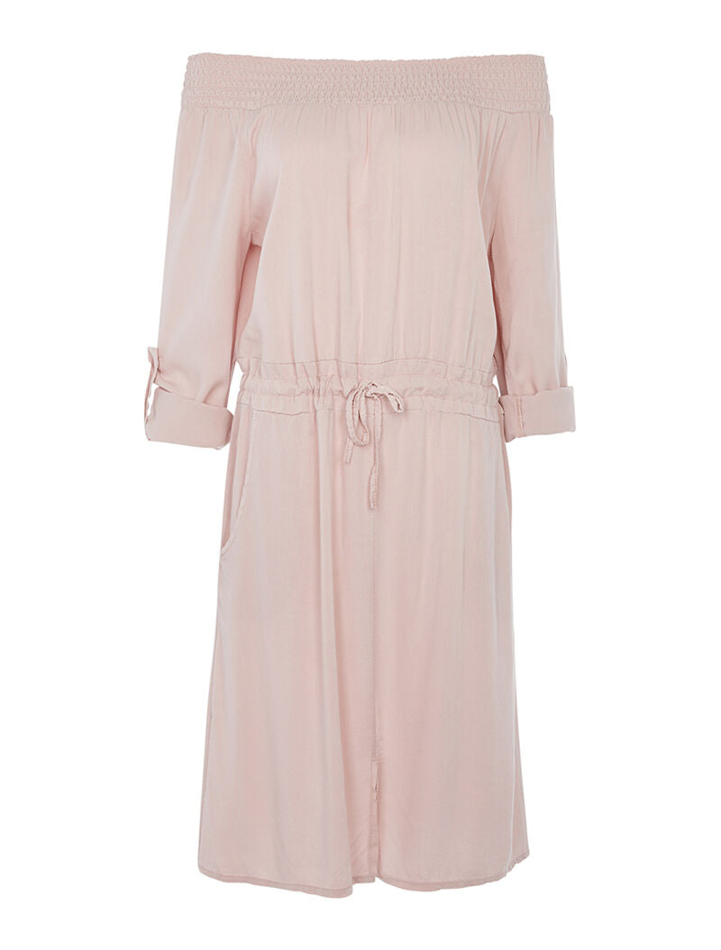 Robe fluide épaules nues - rose pâle - 1