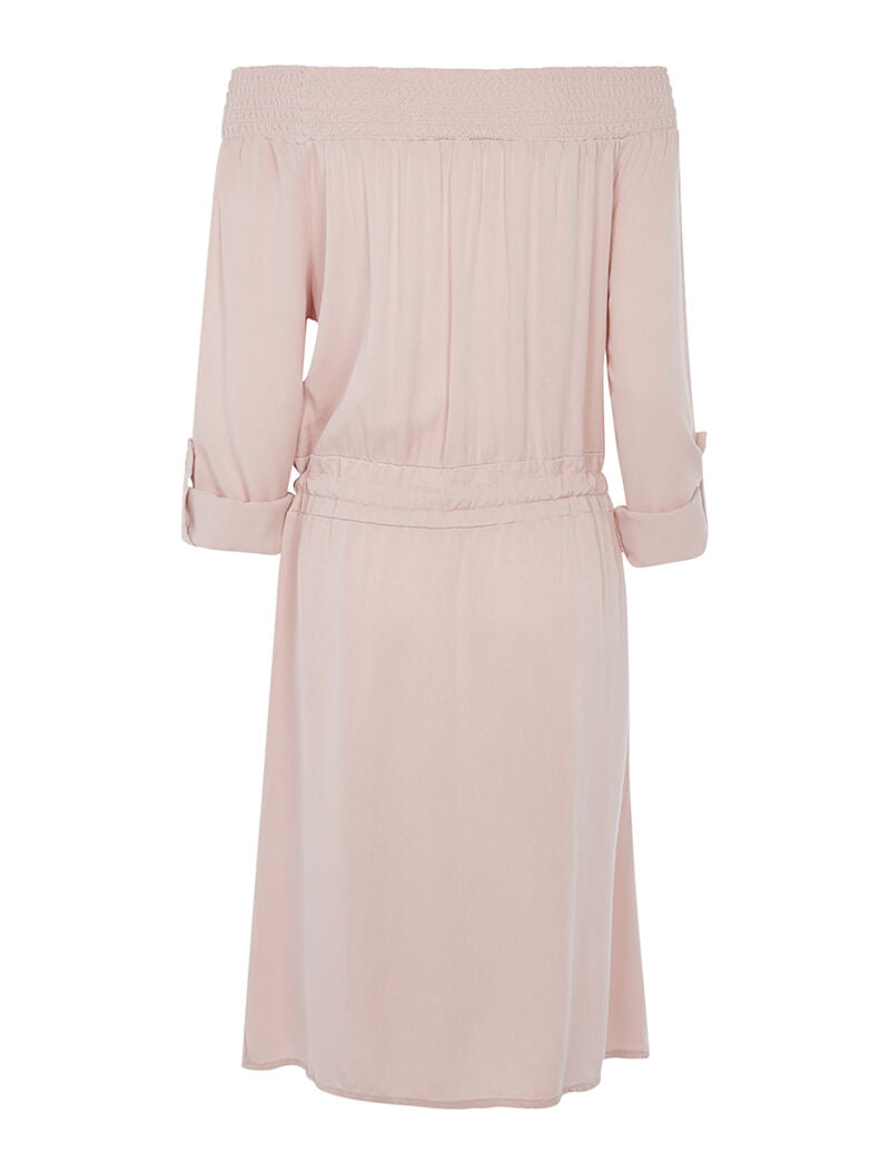 Robe fluide épaules nues - rose pâle - 2