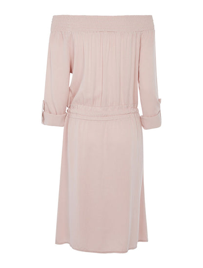 Robe fluide épaules nues - rose pâle - 2