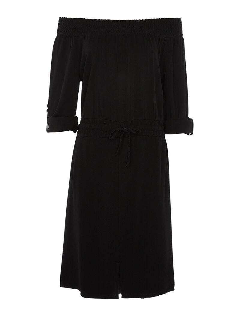 Robe fluide épaules nues - noir - 1