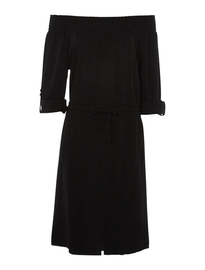 Robe fluide épaules nues - noir - 1