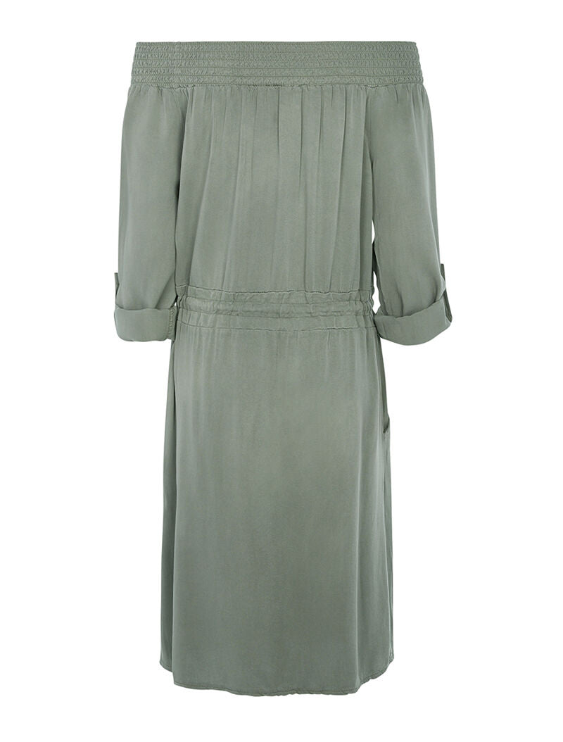 Robe fluide épaules nues - kaki - 2