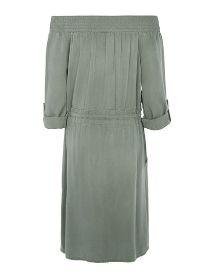 Robe fluide épaules nues - kaki - 2