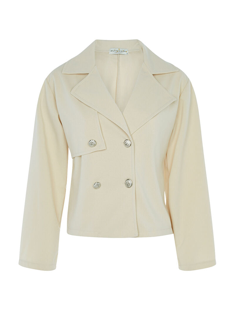 Veste large à empiècement - crème - 1