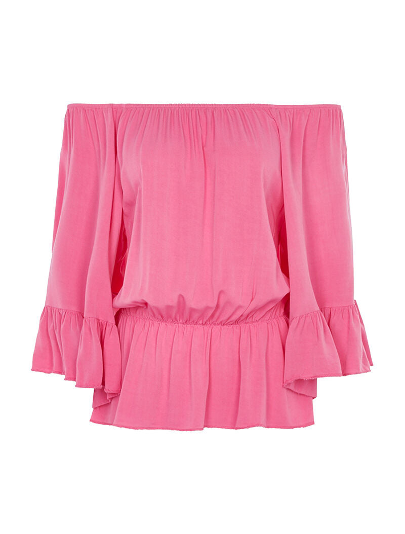 Blouse à manches pagode - fushia - 1