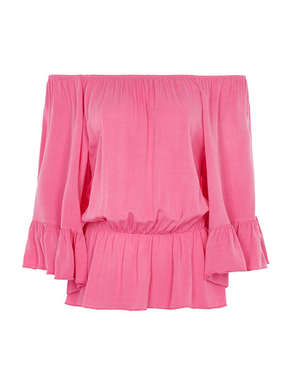Blouse à manches pagode - fushia - 1